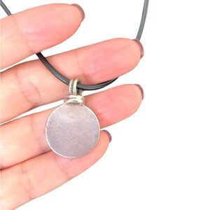 Silver Pendant with Black leather Cord